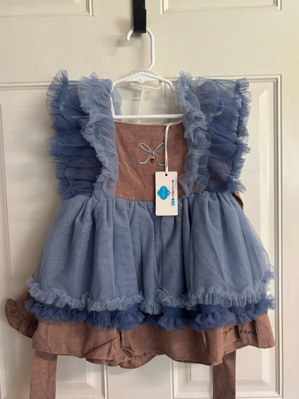 NWT size 5  Evie's Closet Tiny Acorn brown-Dusty Rose/blue tulle tunic set. RT78